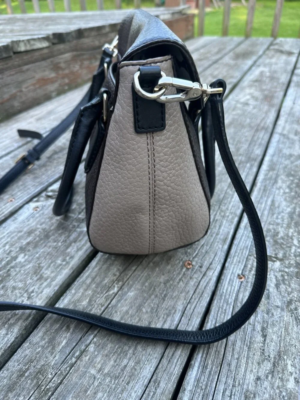 Kate Spade Grove Court Leslie Bag Purse Black Brown Crossbody Satchel Leather